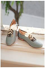 Ponožky, pančuchy, obuv - Kožené modré topánky nízke - 16257141_