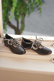 Ponožky, pančuchy, obuv - Kožené čierne topánky nízke (40) - 16257127_