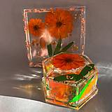 Úložné priestory & Organizácia - Priehľadná súprava s kvetmi “Krásenky v oranžovom” - 16258354_