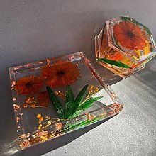 Úložné priestory & Organizácia - Priehľadná súprava s kvetmi “Krásenky v oranžovom” - 16258353_