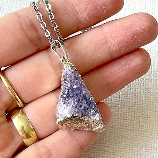 ZĽAVA 45% Druzy Amethyst Pendant / Ametystová drúza prívesok H0002