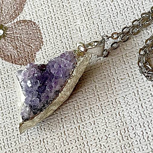 ZĽAVA 45% Druzy Amethyst Pendant / Ametystová drúza prívesok H0002