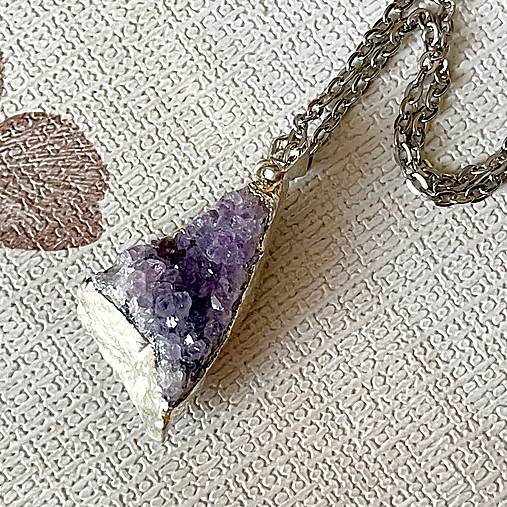 ZĽAVA 45% Druzy Amethyst Pendant / Ametystová drúza prívesok H0002