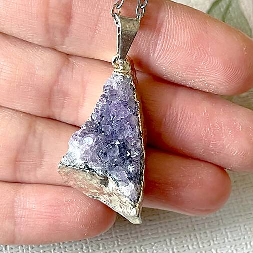 ZĽAVA 45% Druzy Amethyst Pendant / Ametystová drúza prívesok H0002