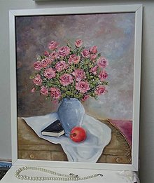 Obrazy - Kytica ruží (biely rám č.2) - 16261637_