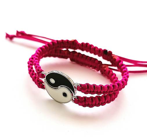 Náramky - Náramky"Jin Jang" detské /pár/ (fuchsia) - 16262128_
