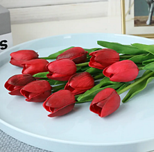 Dekorácie - Luxusné umelé tulipány červené - 16260107_