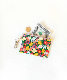 Peňaženky - Mini peňaženka, žlto-lososové kvietky - 16260883_