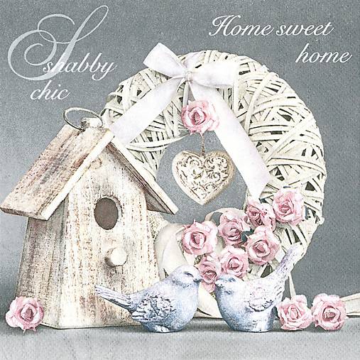 Papier - Servítka Shabby Chic Vtáčia búdka 4ks (S336) - 16262173_