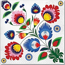 Papier - Servítka Folk kvety na bielom 4ks (S338) - 16262100_