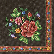 Papier - Servítka Výšivka kvety na tmavom 4ks (S333) - 16262633_