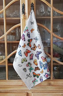 Úžitkový textil - Set 2 kuchynských utierok v darčekovom balení  (Motýliky jedna utierka) - 16260972_
