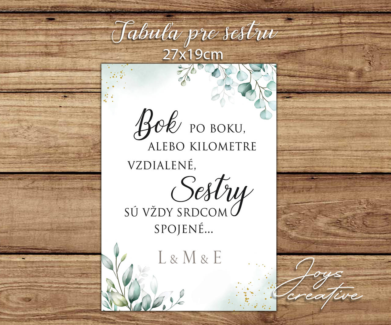 Tabuľka pre sestru, darček pre sestru bok po boku (green)