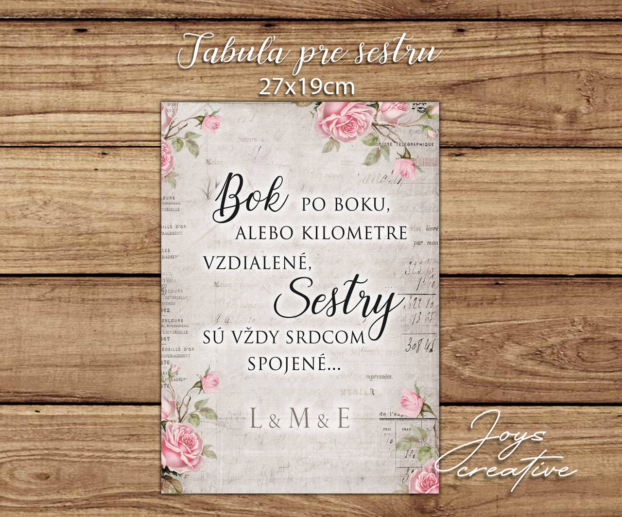 Tabuľka pre sestru, darček pre sestru bok po boku (vintage)