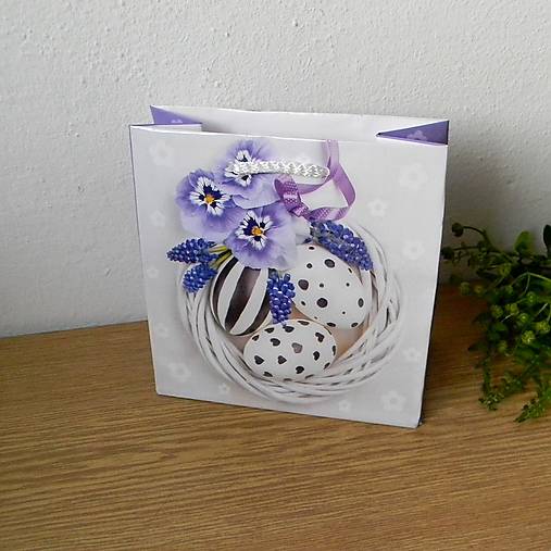 Obalový materiál - Veľkonočná papierová taška-sirôtky - 16cmx16cm - 16260209_