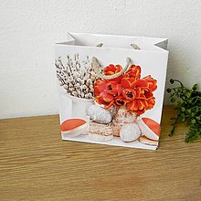 Obalový materiál - Veľkonočná papierová taška-tulipány - 16cmx16cm - 16262390_