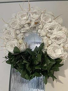 Dekorácie - 50% ZĽAVA - Veniec na dvere - biele ruže - 16261835_