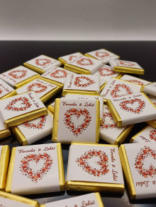 Darčeky pre svadobčanov - Svadobné mini cokoladku - červené srdce - 16260938_