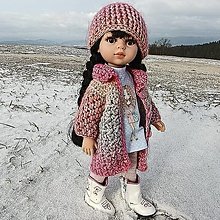 Hračky - Háčkovaný kabátik s čiapkou pre bábiku Paola reina 32 cm - 16265460_