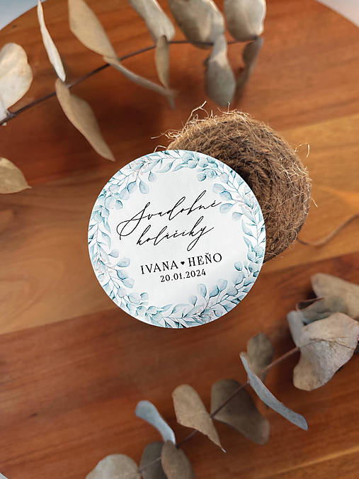 Úložné priestory & Organizácia - Nálepka Svadobné koláčiky - greenery - 16263352_