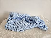 Detský textil - Ručne pletená detská deka modrá - 16263953_