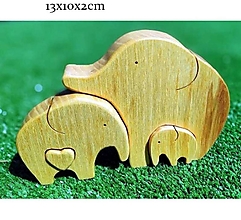 Dekorácie - Drevená skladačka - slony - 16263715_