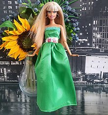 Hračky - Zelené spoločenské šaty pre Barbie - 16263885_