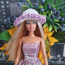 Hračky - Bielo-lilavý klobúk pre Barbie - 16264147_