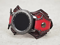 Náramky - Gotický červeno čierny kožený remienok na hodinky - 16265277_