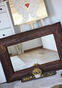 Zrkadlá - Originálne zrkadlo zo starých ručne tesaných trámov - 16263150_