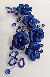 Ozdoby do vlasov - Saténové nezábudky v kráľovskej modrej - 16263209_