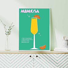Grafika - Mimosa retro farebný minimalistický print (plagát) (A3 vytlačené - Zelená) - 16264925_