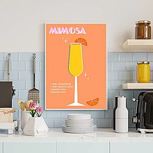 Grafika - Mimosa retro farebný minimalistický print (plagát) (A4 vytlačené - Oranžová) - 16264929_