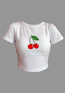 Topy, tričká, tielka - Crop top cherry - 16263977_