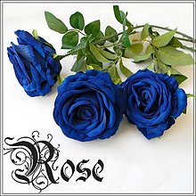 Polotovary - Umelá modrá ruža so stonkou - materiál - 16265994_