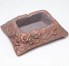 Iný materiál - Dušičky - obal, miska na ikebanu cementová medená - 16265830_