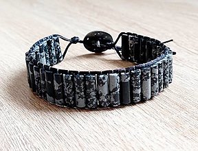 Náramky - Pánsky wrap náramok obsidián - 16266257_