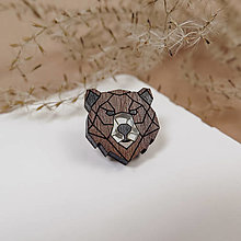 Pánske šperky - Malý drevený odznak Medveď - 16266111_