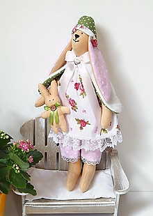 Dekorácie - Zajačik Tilda, romantický ružový - 16266286_