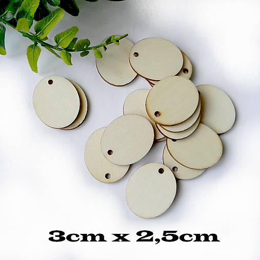 Polotovary - Ovál 3cmx2,5cm - preglejka -1ks - 16266058_