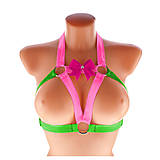 Spodná bielizeň - Elastický harness top postroj otevřená podprsenka s kovovými krúžkami růžovo bordová - 16270469_