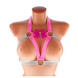 Spodná bielizeň - Elastický harness top postroj otevřená podprsenka s kovovými krúžkami růžovo bordová - 16270470_