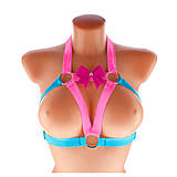 Spodná bielizeň - Elastický harness top postroj otevřená podprsenka s kovovými krúžkami růžovo bordová - 16270472_