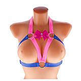 Spodná bielizeň - Elastický harness top postroj otevřená podprsenka s kovovými krúžkami růžovo bordová - 16270475_