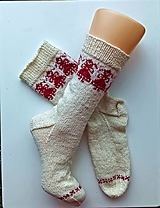 Ponožky, pančuchy, obuv - Ponožky folk -ovčia vlna s alpakou - 16270266_