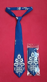 Pánske doplnky - pánska kravata Slovakia folk - kráľovská modrá - 16269208_