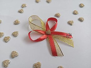 Svadobné pierka - Červeno zlaté svadobné pierka  (Zlaté pierko s červenou mašličkou) - 16269178_