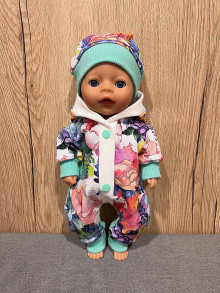 Hračky - Overal s čiapočkou pre bábiku BABY BORN - 36 cm, kvety 2 - 16270126_