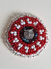 Iné šperky - Vyšívaný medailón Small red owl - 16268788_