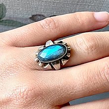Prstene - Filigree Blue Faceted Labradorite Ag925 Silver Ring  / Strieborný prsteň s brúseným labradoritom E012 - 16272956_